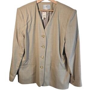 Vintage NWT Amanda Smith Blazer – Size 18W | Classic Beige Plaid [0390]